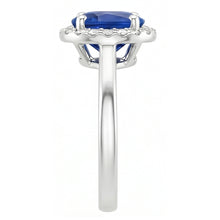 Afbeelding in Gallery-weergave laden, Ovaal en rond geslepen Ceylon saffier met Natuurlijke echte diamanten ( niet in een laboratorium gekweekt ) ring 2.80 karaat WG 14K