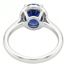 Afbeelding in Gallery-weergave laden, Ovaal en rond geslepen Ceylon saffier met Natuurlijke echte diamanten ( niet in een laboratorium gekweekt ) ring 2.80 karaat WG 14K