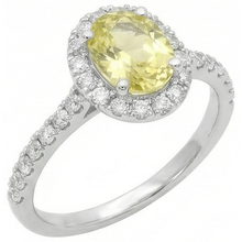 Afbeelding in Gallery-weergave laden, Ovaal & Rond Geslepen Gele Saffier Natuurlijke uit de aarde gewonnen Diamanten Ring 5 Karaat Witgoud 14K