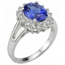 Afbeelding in Gallery-weergave laden, Ovaal Geslepen 22.75 Karaat Tanzaniet Met Natuurlijke uit de aarde gewonnen Diamanten Ring Witgoud 14K