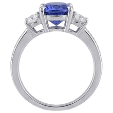 Afbeelding in Gallery-weergave laden, Ovaal geslepen 4,50 ct. Tanzaniet met Natuurlijke echte diamanten ( niet in een laboratorium gekweekt ) 3 stenen stijl ring 14K
