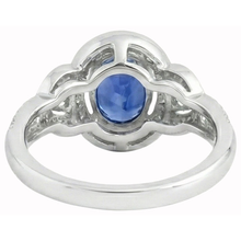 Afbeelding in Gallery-weergave laden, Ovaal geslepen Sri Lanka saffier en Natuurlijke echte diamanten ( niet in een laboratorium gekweekt ) ring wit goud 14K 3 Ct