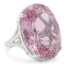 Afbeelding in Gallery-weergave laden, Ovaal geslepen roze kunziet Natuurlijke echte diamanten ( niet in een laboratorium gekweekt ) edelsteen ring 20,50 ct wit goud 14k