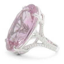 Afbeelding in Gallery-weergave laden, Ovaal geslepen roze kunziet Natuurlijke echte diamanten ( niet in een laboratorium gekweekt ) edelsteen ring 20,50 ct wit goud 14k