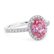 Afbeelding in Gallery-weergave laden, Ovaal geslepen roze saffier en ronde Natuurlijke echte diamanten ( niet in een laboratorium gekweekt ) 2.25 ct ring 14K witgoud