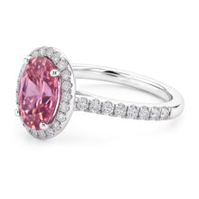 Afbeelding in Gallery-weergave laden, Ovaal geslepen roze saffier en ronde Natuurlijke echte diamanten ( niet in een laboratorium gekweekt ) 2.25 ct ring 14K witgoud