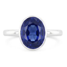 Afbeelding in Gallery-weergave laden, Ovaal geslepen saffier Solitaire Ring Bezel Set 2 karaats dames sieraden