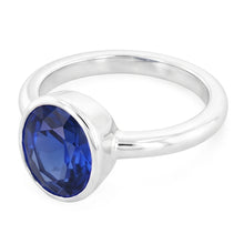 Afbeelding in Gallery-weergave laden, Ovaal geslepen saffier Solitaire Ring Bezel Set 2 karaats dames sieraden