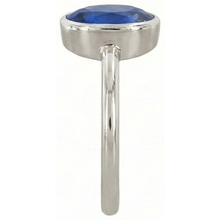Afbeelding in Gallery-weergave laden, Ovaal geslepen saffier Solitaire Ring Bezel Set 2 karaats dames sieraden