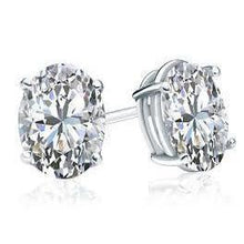 Afbeelding in Gallery-weergave laden, Ovaal Geslepen Echt Diamanten Oorknopjes 5 Kt Witgouden Fijne Sieraden