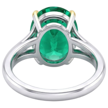 Afbeelding in Gallery-weergave laden, Fijne Smaragd Ovaal Geslepen Gekleurde Steen Ring in Bicolor 14K Goud – detailaanzicht