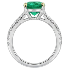 Afbeelding in Gallery-weergave laden, Fijne Smaragd Gekleurde Steen Ring 3,50 karaat 14 Karaat Tweekleurig Goud – bovenaanzicht