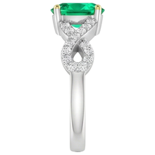 Afbeelding in Gallery-weergave laden, Fijne Smaragd Ovaal Geslepen Gekleurde Steen Ring in Bicolor 14K Goud – bovenaanzicht