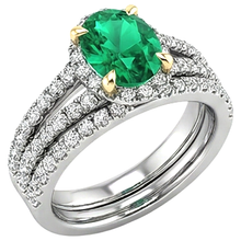 Afbeelding in Gallery-weergave laden, Sieraadsteen Ring Bicolor 14K Goud met Smaragd – hoekaanzicht