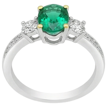 Afbeelding in Gallery-weergave laden, Edelsteen Ring Bicolor 14K Goud met Smaragd – profielaanzicht