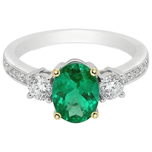 Afbeelding in Gallery-weergave laden, Smaragd Edelsteen Ring 2,50-karaat Bicolor 14K Goud – hoekaanzicht