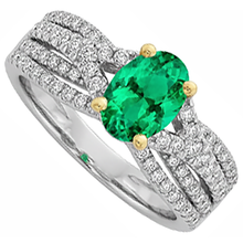 Afbeelding in Gallery-weergave laden, Fijne Smaragd Edelsteen Ring 2,50 karaat Tweekleurig 14K Goud – zijaanzicht