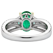 Afbeelding in Gallery-weergave laden, Fijne Smaragd Edelsteen Ring 2,50-karaat Tweekleurig 14K Goud – achteraanzicht