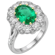 Afbeelding in Gallery-weergave laden, Ovaal Smaragd ring in Bicolor 14K Goud – profielaanzicht