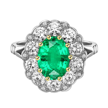 Afbeelding in Gallery-weergave laden, Smaragd Edelsteen Ring 2 karaat Bicolor 14K Goud – hoofdaanzicht