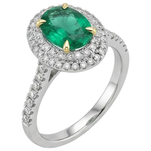 Afbeelding in Gallery-weergave laden, Smaragd Gekleurde Steen Ring 3,50 karaat Bicolor 14K Goud – hoekaanzicht