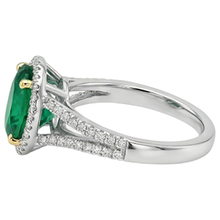 Afbeelding in Gallery-weergave laden, Ovaal Fijne Smaragd ring in Bicolor 14K Goud – profielaanzicht