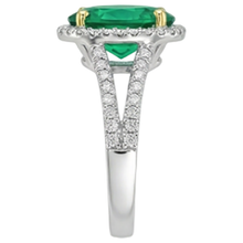 Afbeelding in Gallery-weergave laden, Fijne Smaragd Sieraadsteen Ring 4 karaat Bicolor 14K Goud – bovenaanzicht