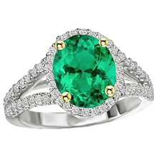Afbeelding in Gallery-weergave laden, Sieraadsteen Ring Bicolor 14K Goud met Fijne Smaragd – hoekaanzicht