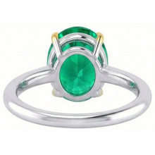 Afbeelding in Gallery-weergave laden, Smaragd Edelsteen Ring 4 karaat Bicolor 14K Goud – bovenaanzicht