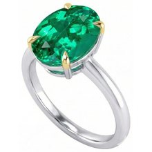 Afbeelding in Gallery-weergave laden, Edelsteen Ring Bicolor 14K Goud met Smaragd – vooraanzicht