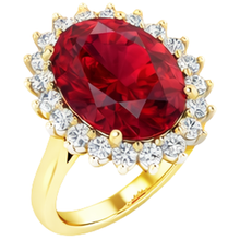 Afbeelding in Gallery-weergave laden, Ovale Birma Ruby Natuurlijke echte diamanten ( niet in een laboratorium gekweekt ) Flower Style Ring 10,50 karaat tweekleurig goud