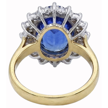 Afbeelding in Gallery-weergave laden, Ovale Ceylonsaffier Natuurlijke uit de aarde gewonnen Diamanten 8.51 Ct Ring Tweekleurig Witgoud 14K