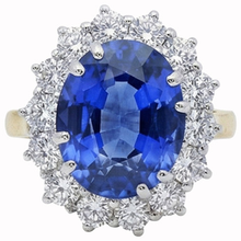 Afbeelding in Gallery-weergave laden, Ovale Ceylonsaffier Natuurlijke uit de aarde gewonnen Diamanten 8.51 Ct Ring Tweekleurig Witgoud 14K