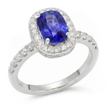 Afbeelding in Gallery-weergave laden, Ovale Ceylonese Saffier Halo Ring met Natuurlijke uit de aarde gewonnen Diamanten 11.75 Karaat Goud 14K