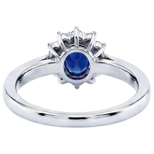 Afbeelding in Gallery-weergave laden, Ovale Ceylon saffier en ronde geslepen Natuurlijke echte diamanten ( niet in een laboratorium gekweekt ) ring 2.50 Ct