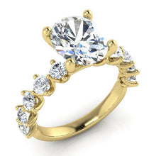 Afbeelding in Gallery-weergave laden, Ovale Echte Diamant Ring Met Accenten Geel Goud
