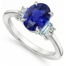 Afbeelding in Gallery-weergave laden, Ovale Edelsteen Ring Ceylon Saffier Sieraden Met Accenten 4 Karaat Goud
