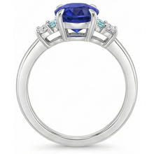Afbeelding in Gallery-weergave laden, Ovale Edelsteen Ring Ceylon Saffier Sieraden Met Accenten 4 Karaat Goud