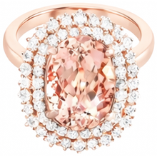 Afbeelding in Gallery-weergave laden, Ovale Morganite en ronde Natuurlijke echte diamanten ( niet in een laboratorium gekweekt ) 14 kt ring goud Rose 14K