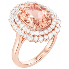 Afbeelding in Gallery-weergave laden, Ovale Morganite en ronde Natuurlijke echte diamanten ( niet in een laboratorium gekweekt ) 14 kt ring goud Rose 14K