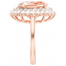 Afbeelding in Gallery-weergave laden, Ovale Morganite en ronde Natuurlijke echte diamanten ( niet in een laboratorium gekweekt ) 14 kt ring goud Rose 14K