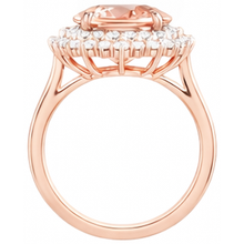 Afbeelding in Gallery-weergave laden, Ovale Morganite en ronde Natuurlijke echte diamanten ( niet in een laboratorium gekweekt ) 14 kt ring goud Rose 14K