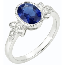 Afbeelding in Gallery-weergave laden, Ovale Natuurlijke echte diamant ( niet in het laboratorium gekweekt )en ring bezel set blauwe saffier 3 karaat antieke stijl goud
