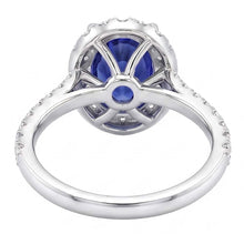 Afbeelding in Gallery-weergave laden, Ovale Natuurlijke uit de aarde gewonnen Diamanten Halo Ring met Blauwe Saffier Accent Witgoud 5.50 Karaat