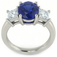 Afbeelding in Gallery-weergave laden, echte princess saffier 2.25karaat ring close-up detail