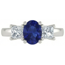 Afbeelding in Gallery-weergave laden, echte princess saffier 2.25karaat ring zijaanzicht