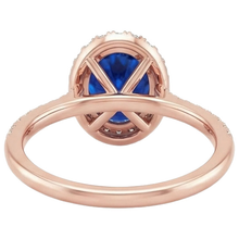Afbeelding in Gallery-weergave laden, Ovale Saffier uit de aarde gewonnen Diamanten Edelsteen Ring 8 Karaat Sieraden Roségoud 14K