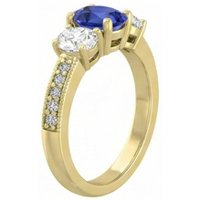 Afbeelding in Gallery-weergave laden, Ovale Saffier Edelsteen Ring 3 Karaat Dames Sprankelende Diamanten Sieraden