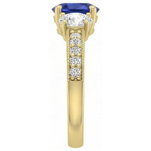 Afbeelding in Gallery-weergave laden, Ovale Saffier Edelsteen Ring 3 Karaat Dames Sprankelende Diamanten Sieraden