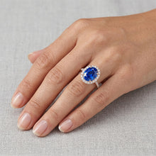 Afbeelding in Gallery-weergave laden, Ovale Saffier uit de aarde gewonnen Diamanten Edelsteen Ring 8 Karaat Sieraden Roségoud 14K